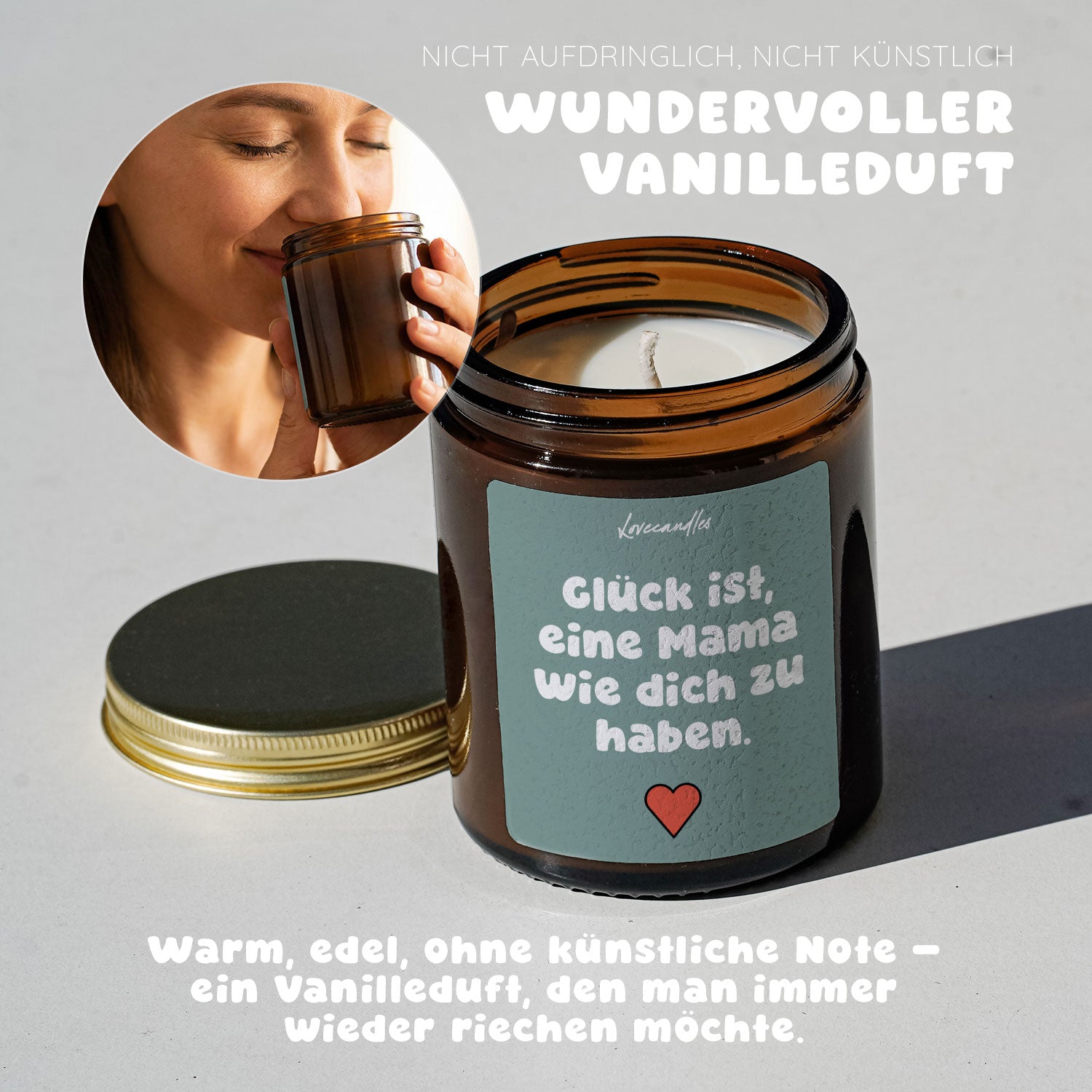 Vanille Duftkerze - Glück ist, eine Mama wie dich zu haben