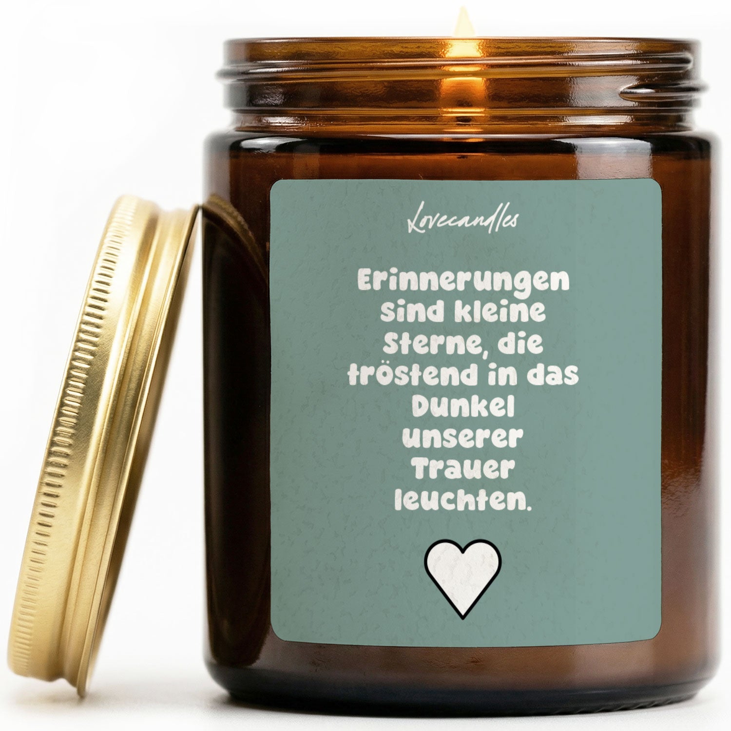 Vanille Duftkerze - Erinnerungen sind kleine Sterne, die tröstend in das Dunkel unserer Trauer leuchten