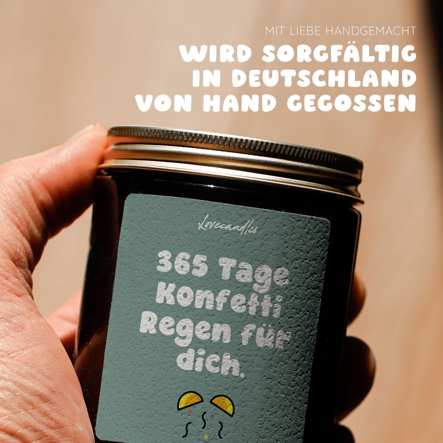 Vanille Duftkerze - 365 Tage Konfetti Regen für dich