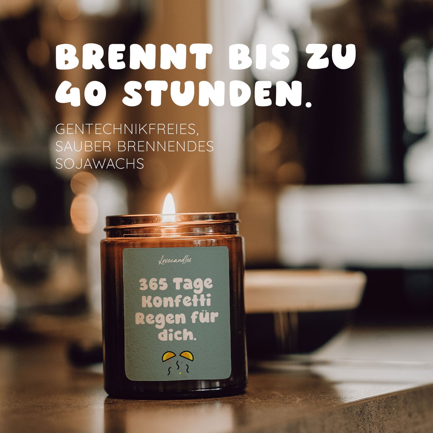 Vanille Duftkerze - 365 Tage Konfetti Regen für dich