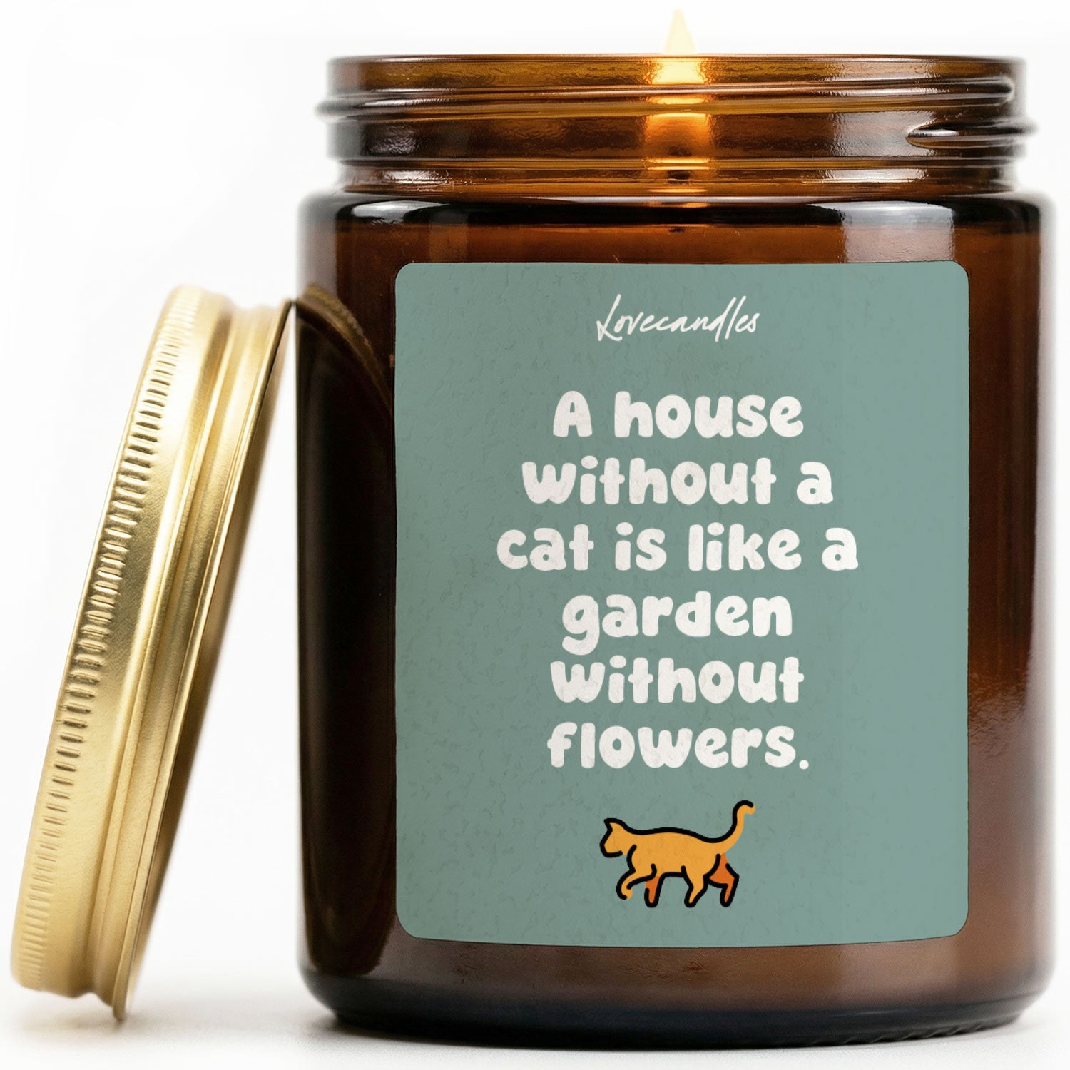 Vanille Duftkerze - A house without a cat is like a garden without flowers