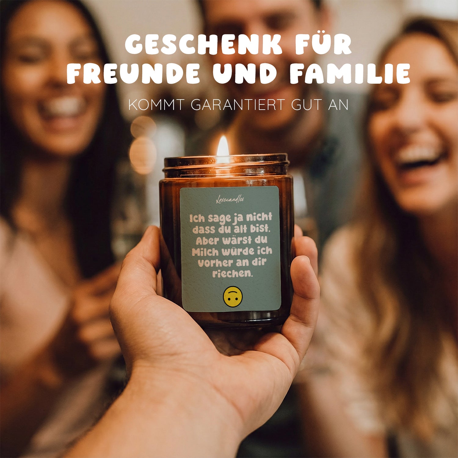 Ich sage ja nicht dass du alt bist. Aber wärst du Milch würde ich vorher an dir riechen - Duftkerze mit Spruch als Geschenk für Geburtstag, Männer und Frauen, Lustige Vanille Duftkerzen im Glas - Bild 2
