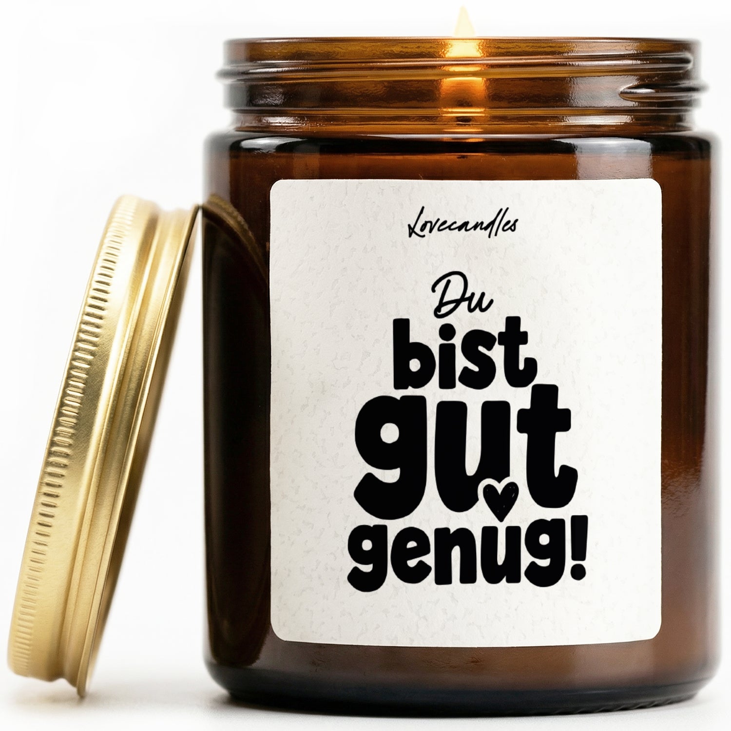 Du bist gut genug! - Duftkerze mit Spruch als Geschenk für Freundschaft, Dankeschön, Freundin, Freund, Lustige Vanille Duftkerzen im Glas - Bild 1