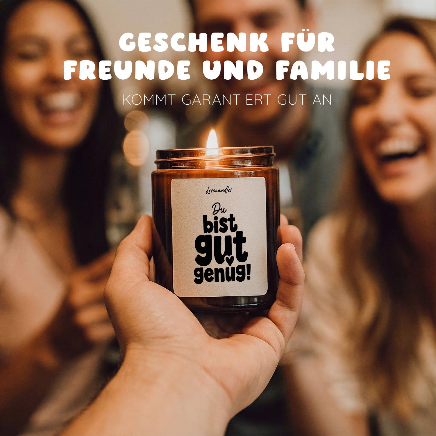 Du bist gut genug! - Duftkerze mit Spruch als Geschenk für Freundschaft, Dankeschön, Freundin, Freund, Lustige Vanille Duftkerzen im Glas - Bild 2