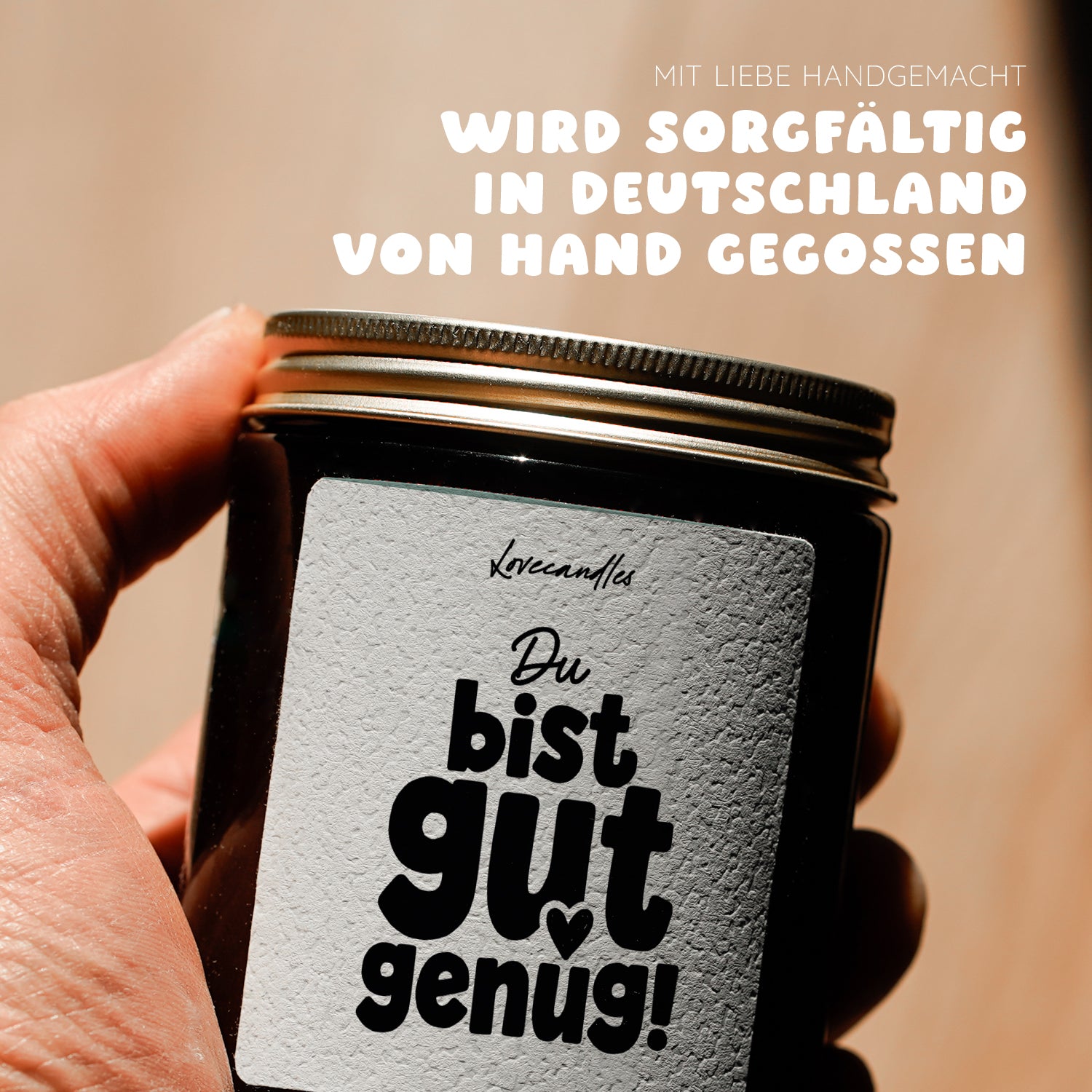 Du bist gut genug! - Duftkerze mit Spruch als Geschenk für Freundschaft, Dankeschön, Freundin, Freund, Lustige Vanille Duftkerzen im Glas - Bild 5