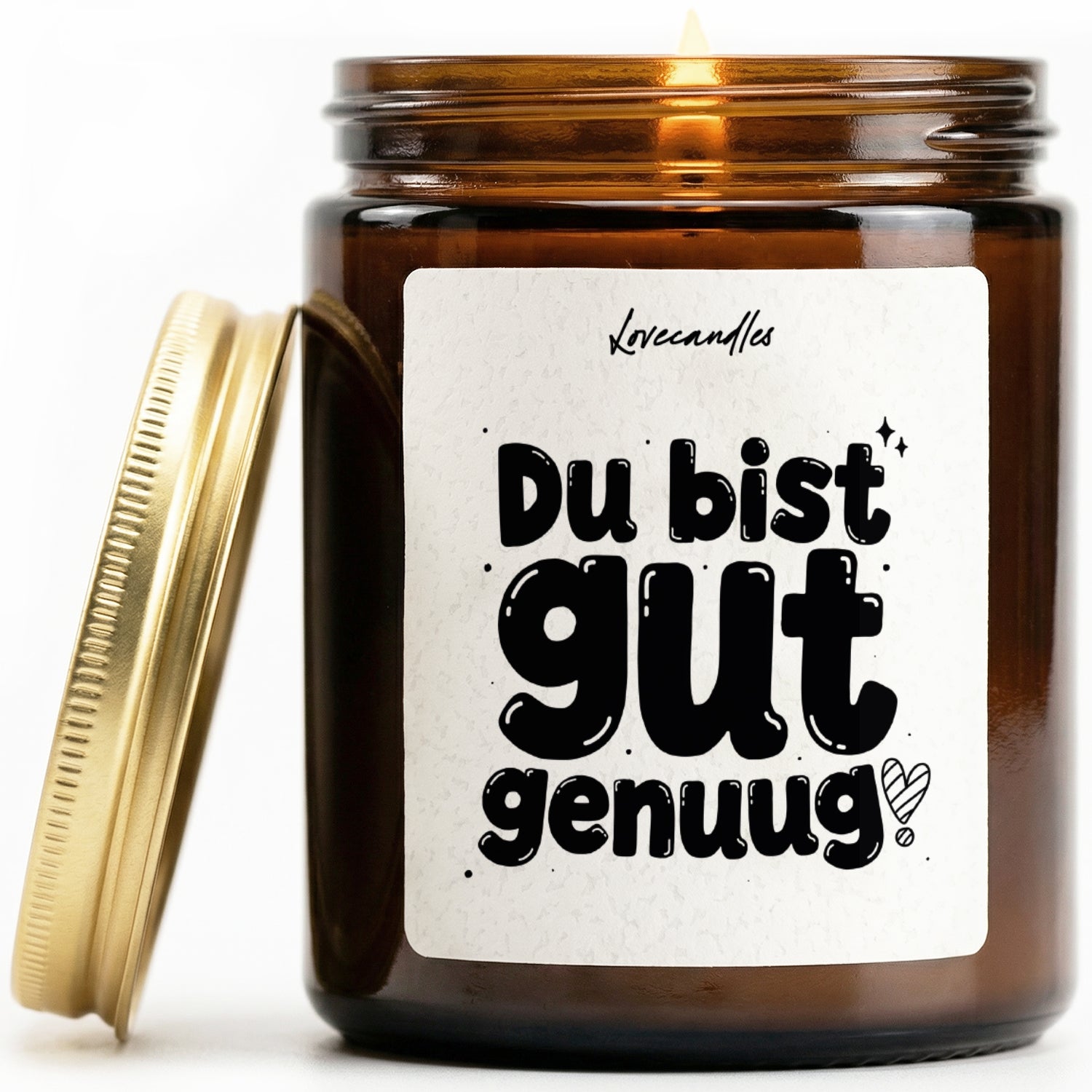 Du bist gut genug! - Duftkerze mit Spruch als Geschenk für Freundschaft, Dankeschön, Freundin, Freund, Lustige Vanille Duftkerzen im Glas - Bild 1