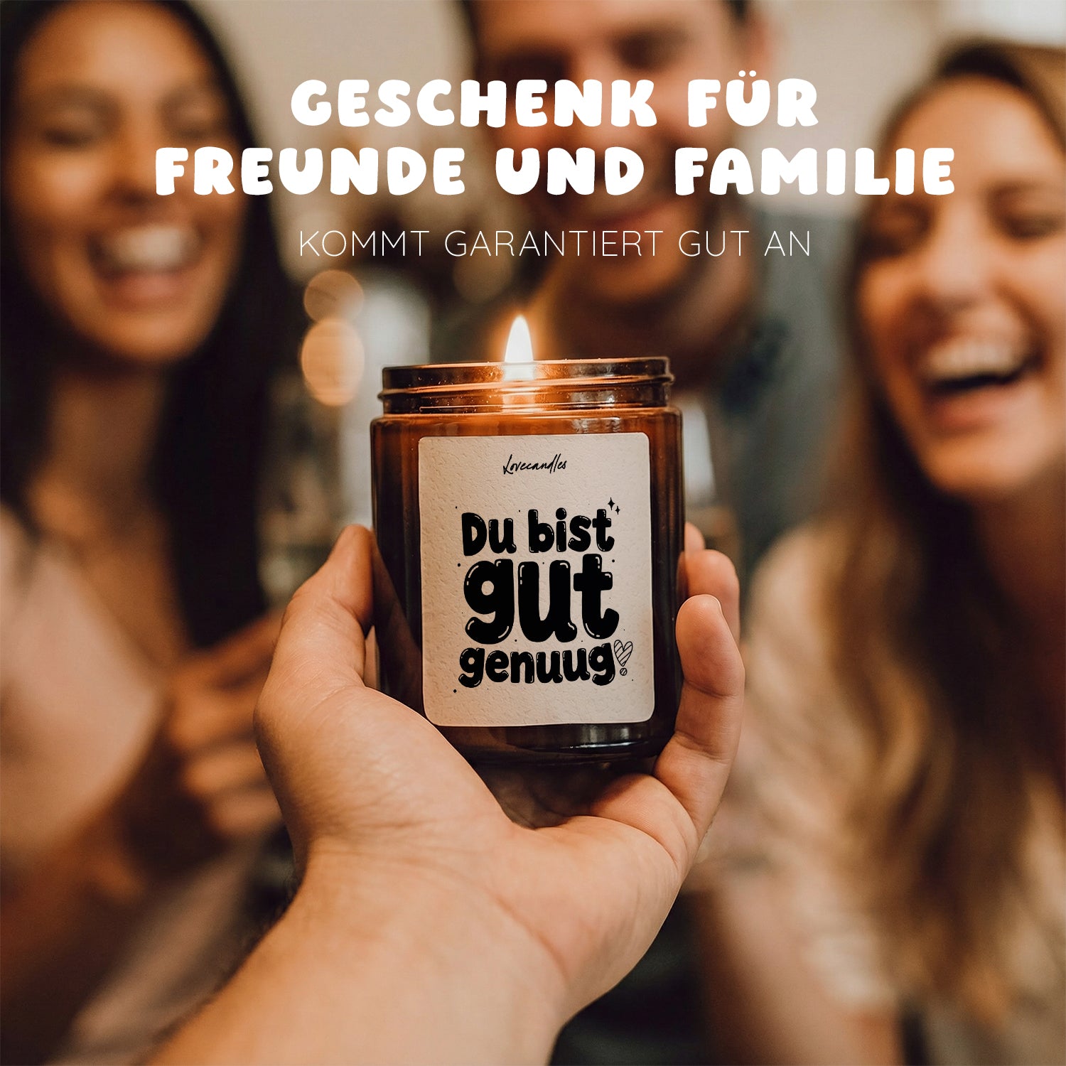 Du bist gut genug! - Duftkerze mit Spruch als Geschenk für Freundschaft, Dankeschön, Freundin, Freund, Lustige Vanille Duftkerzen im Glas - Bild 2