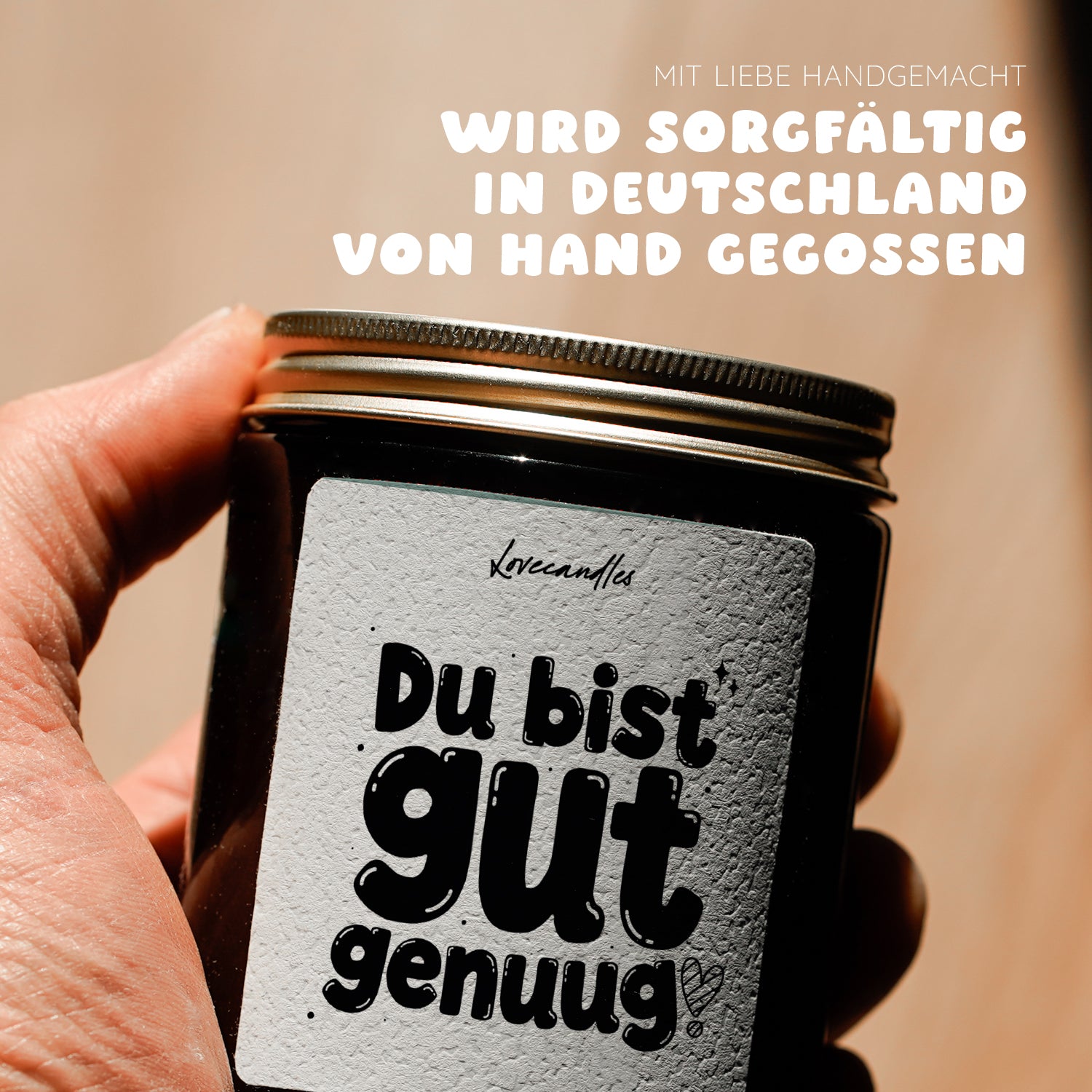 Du bist gut genug! - Duftkerze mit Spruch als Geschenk für Freundschaft, Dankeschön, Freundin, Freund, Lustige Vanille Duftkerzen im Glas - Bild 5
