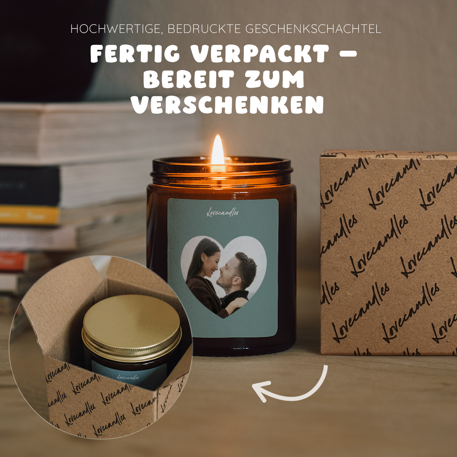 Duftkerze Foto im Herz #1 - Personalisierbar