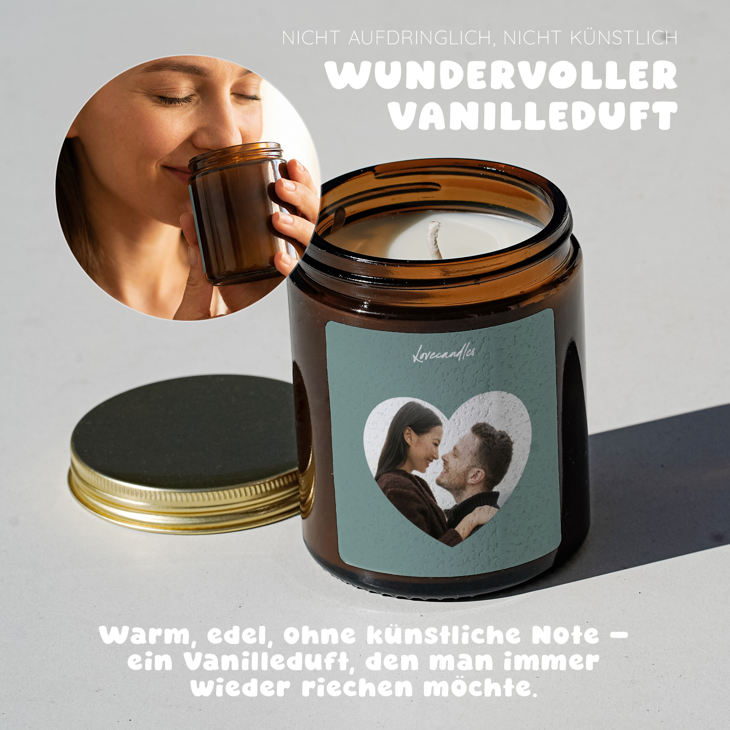 Duftkerze Foto im Herz #1 - Personalisierbar