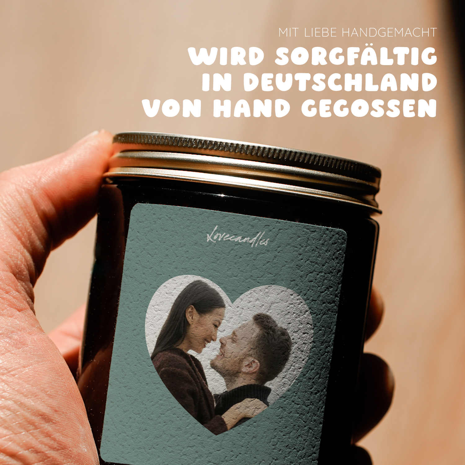 Duftkerze Foto im Herz #1 - Personalisierbar