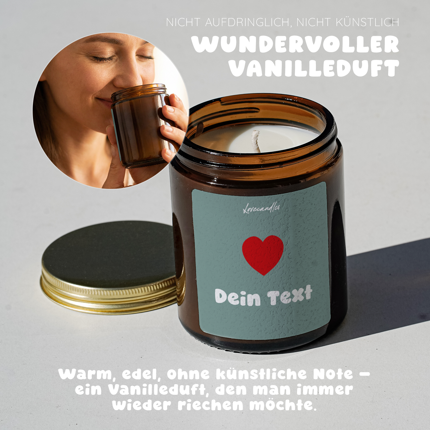 Duftkerze Text + Herz (Personalisierbar) #4