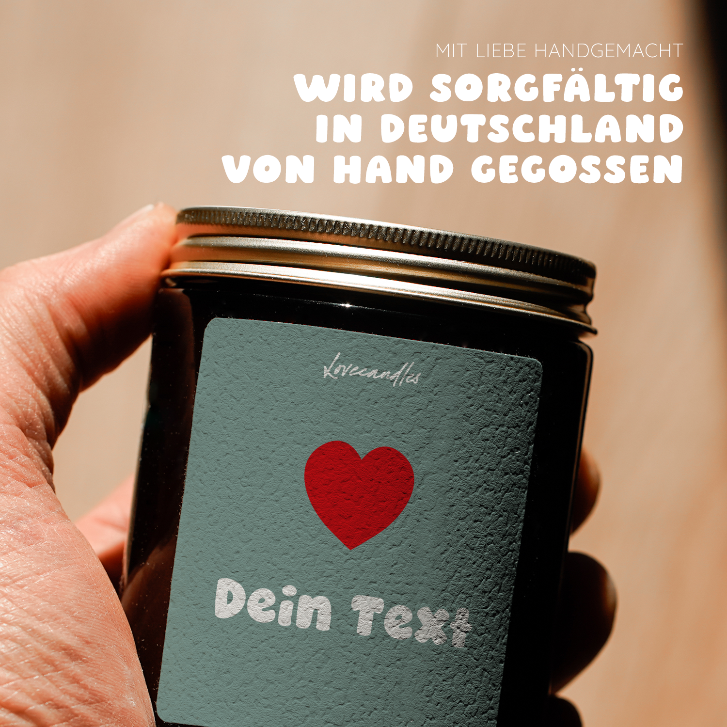 Duftkerze Text + Herz (Personalisierbar) #4