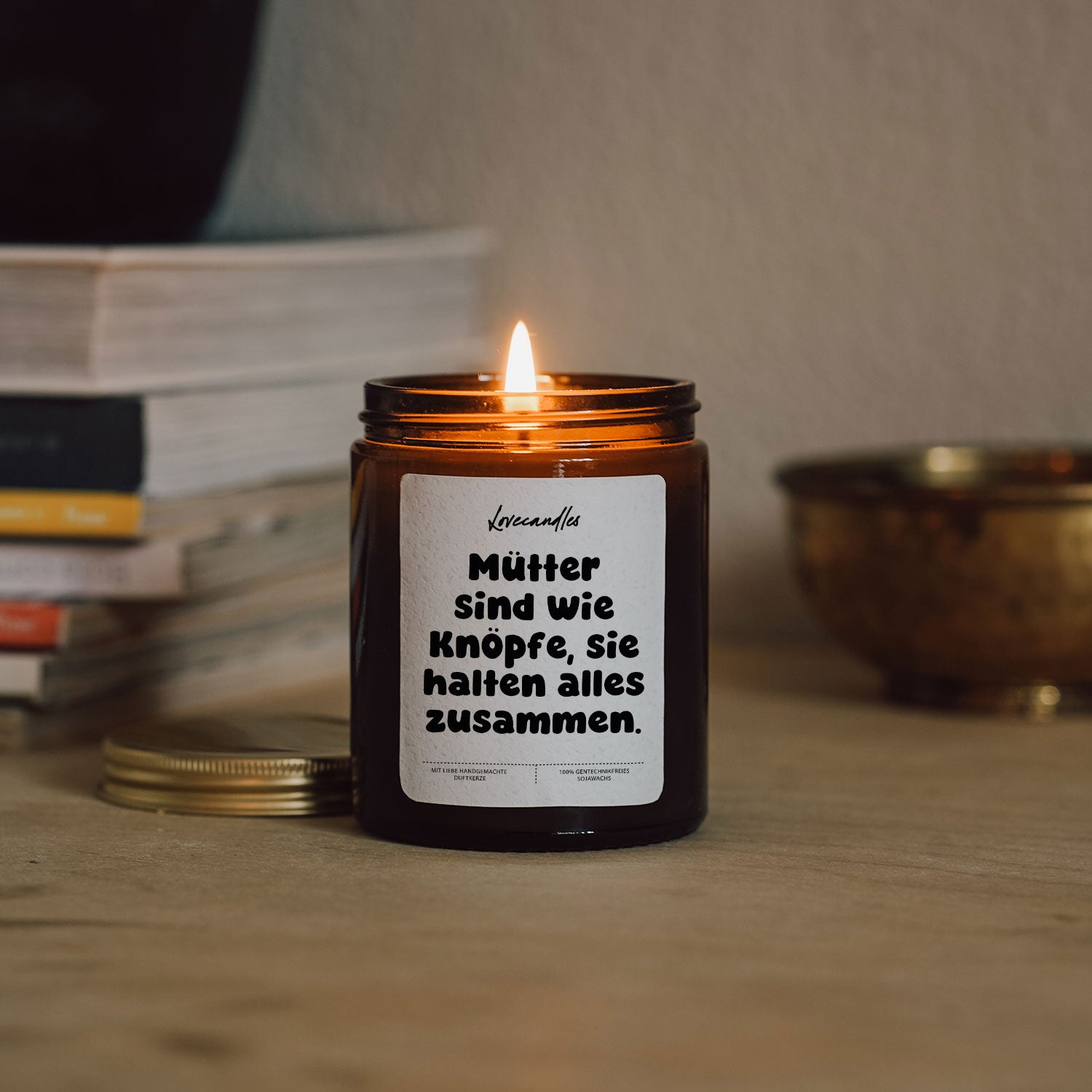 Duftkerze - Mütter sind wie Knöpfe, sie halten alles zusammen.