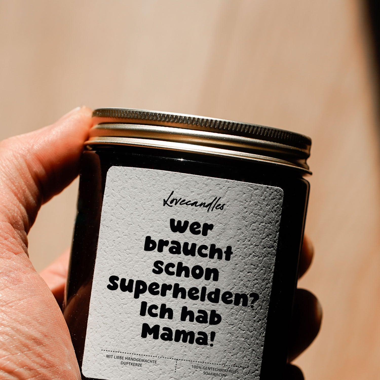 Duftkerze - wer braucht schon Superhelden? Ich hab Mama!