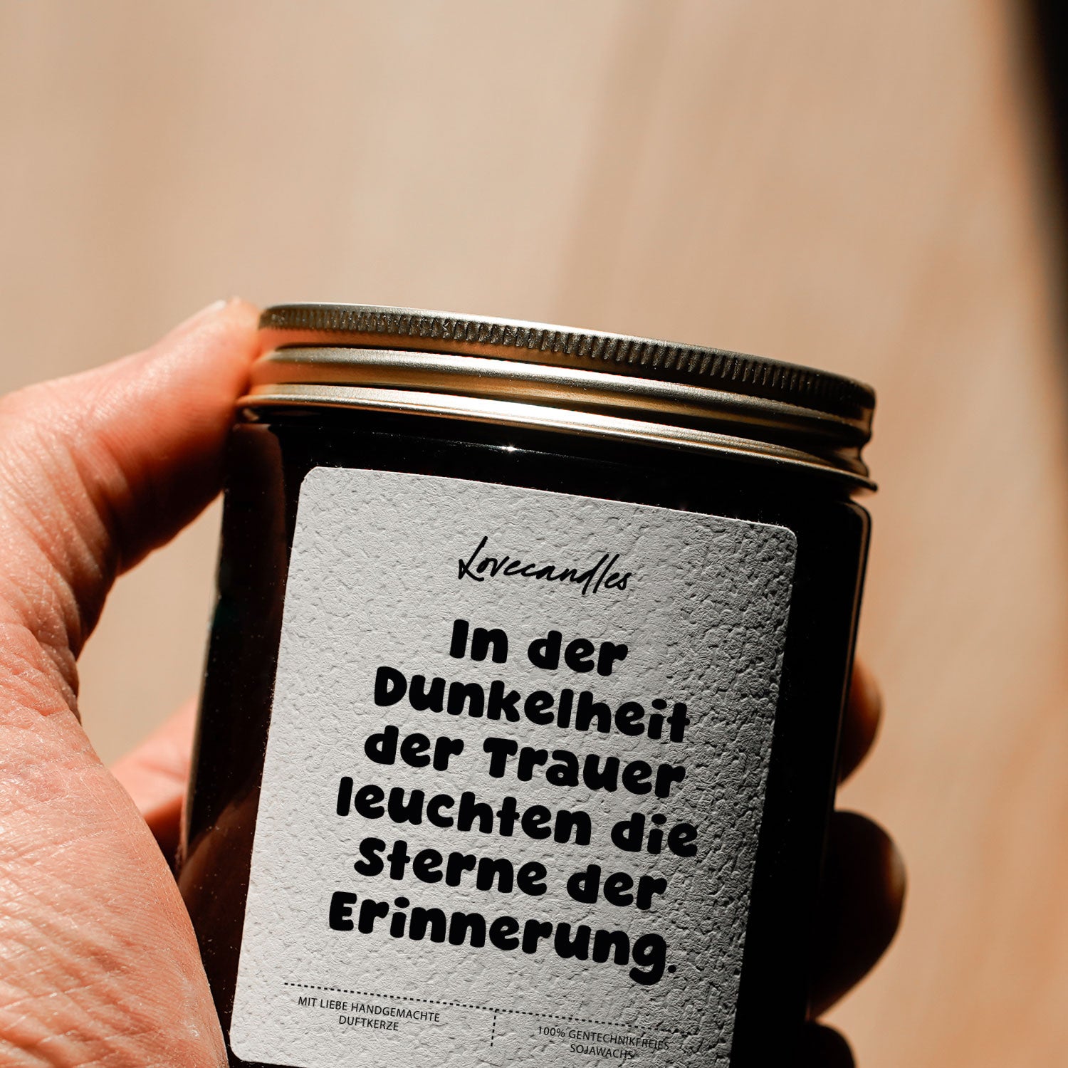 Duftkerze - In der Dunkelheit der Trauer leuchten die Sterne der Erinnerung.