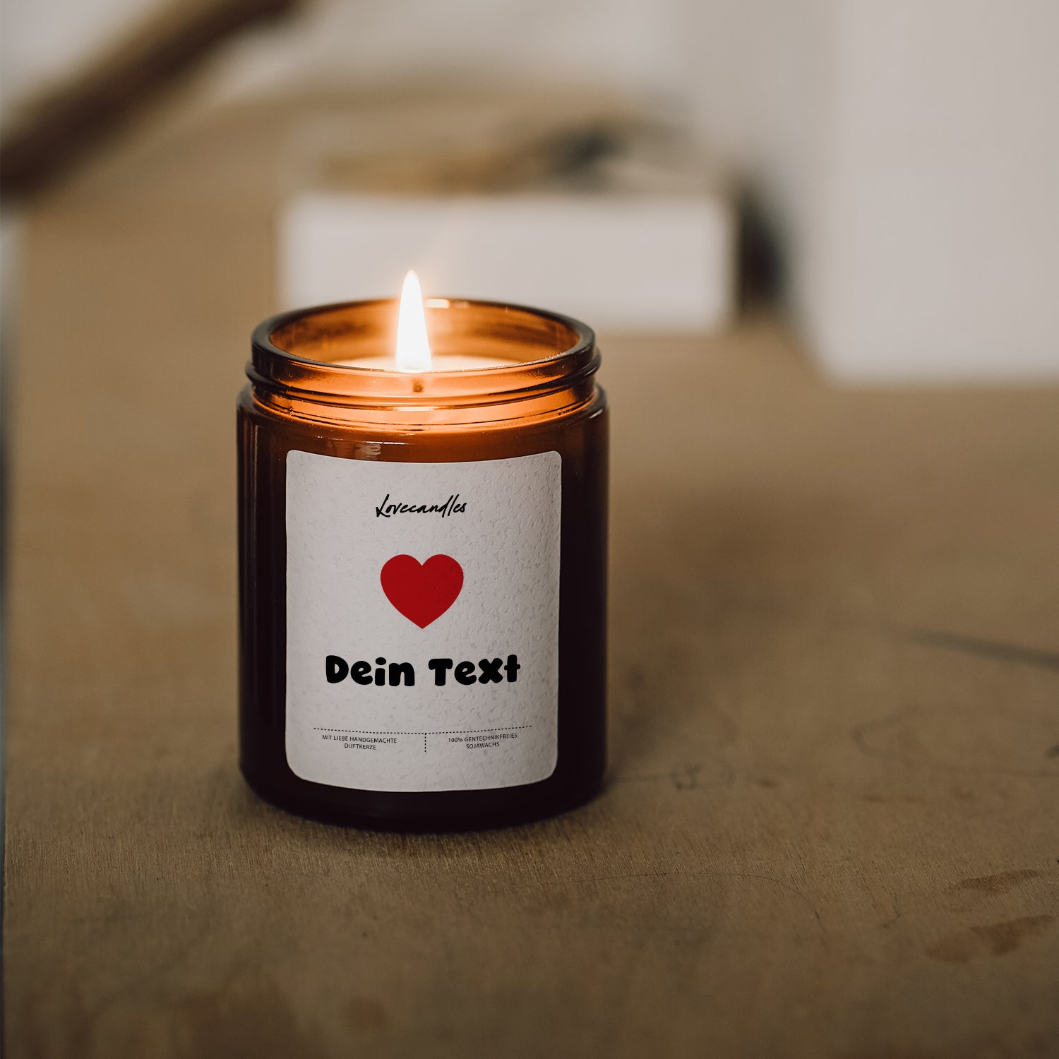 Duftkerze Text + Herz (Personalisierbar) #2