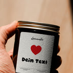 Duftkerze Text + Herz (Personalisierbar) #2