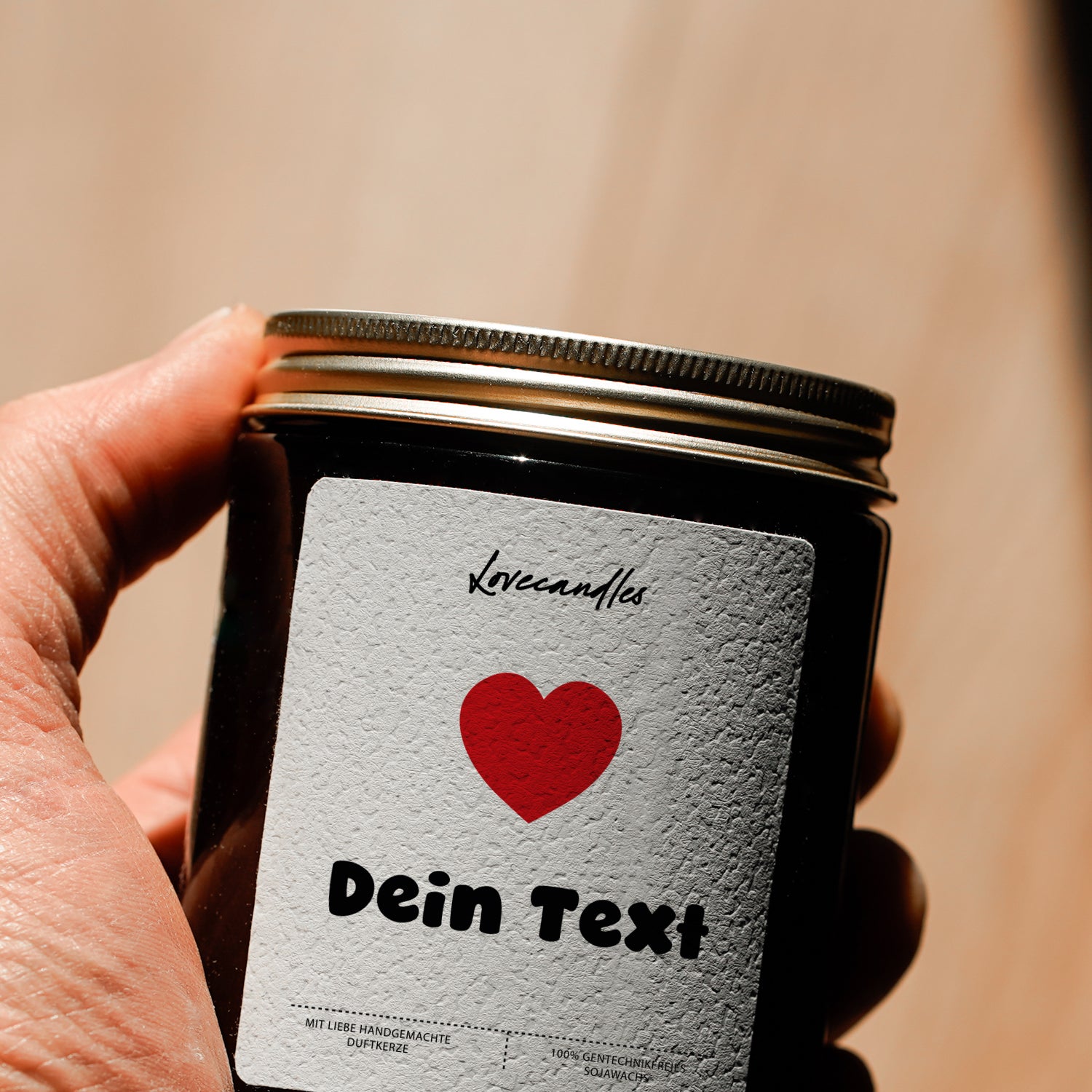 Duftkerze Text + Herz (Personalisierbar) #2