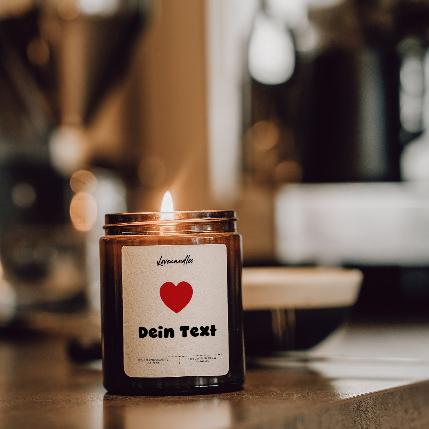 Duftkerze Text + Herz (Personalisierbar) #2