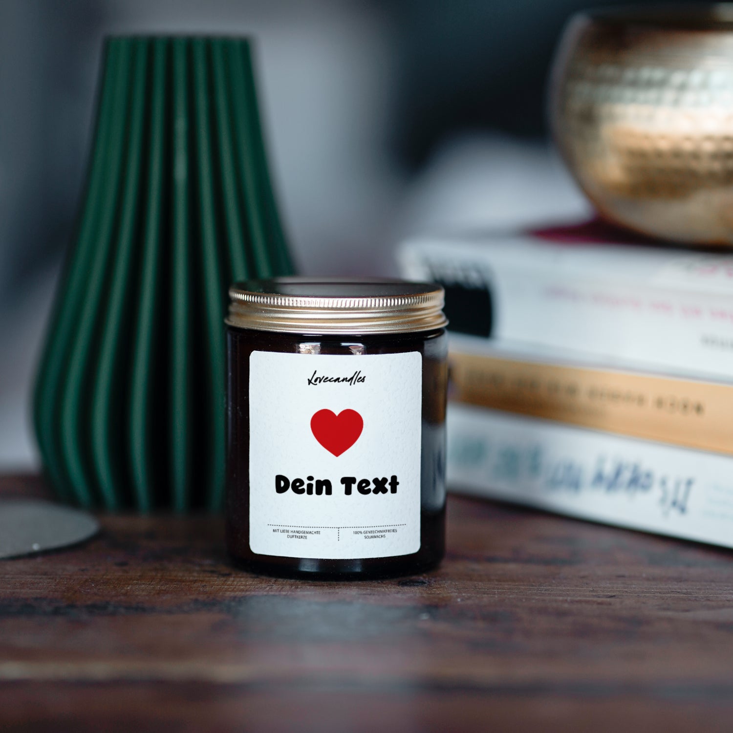 Duftkerze Text + Herz (Personalisierbar) #2