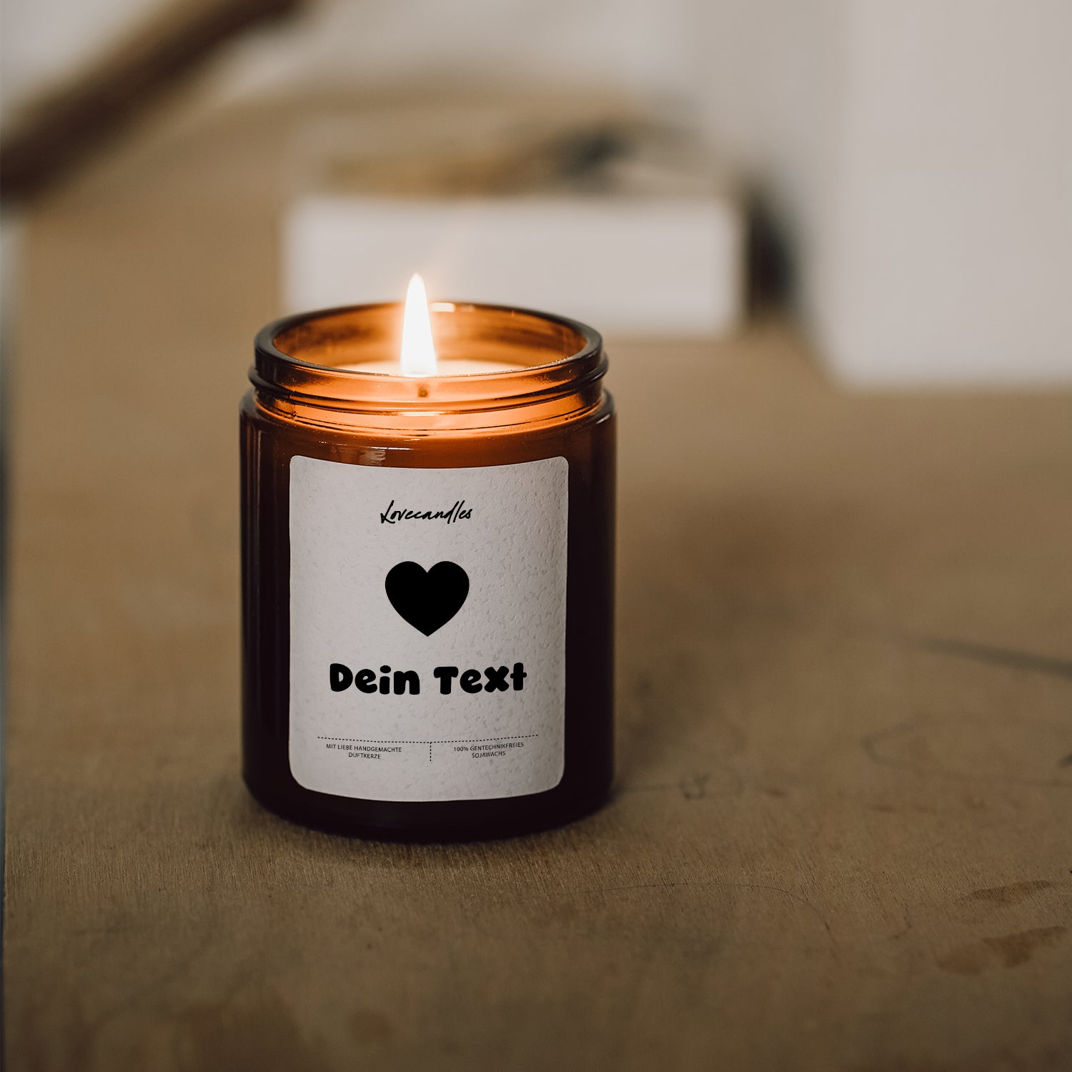 Duftkerze Text + Herz (Personalisierbar) #3