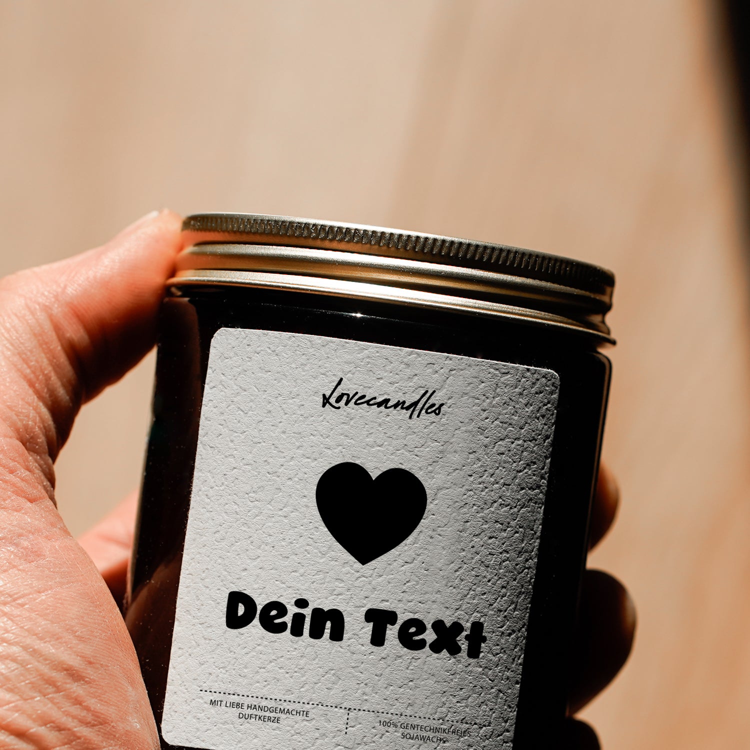 Duftkerze Text + Herz (Personalisierbar) #3